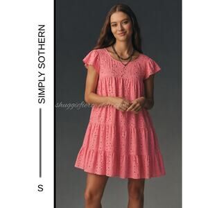 MSRP: $64 | ✨Simply Southern Blush Pink Eyelet Babydoll Dress – Size S✨QUICKSHIP